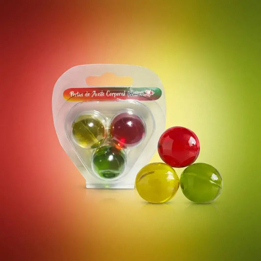 Aceite lubricante íntimo en perlas saborizadas, práctico y fácil de usar, ideal para un deslizamiento suave y cómodo.