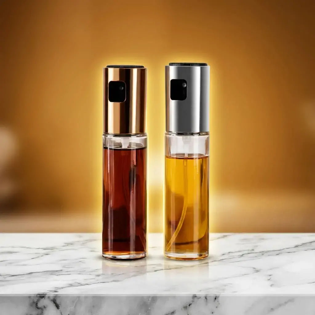 Botella atomizador de aceite spray para cocina, ideal para rociar aceite de forma uniforme y controlar la cantidad en tus recetas.