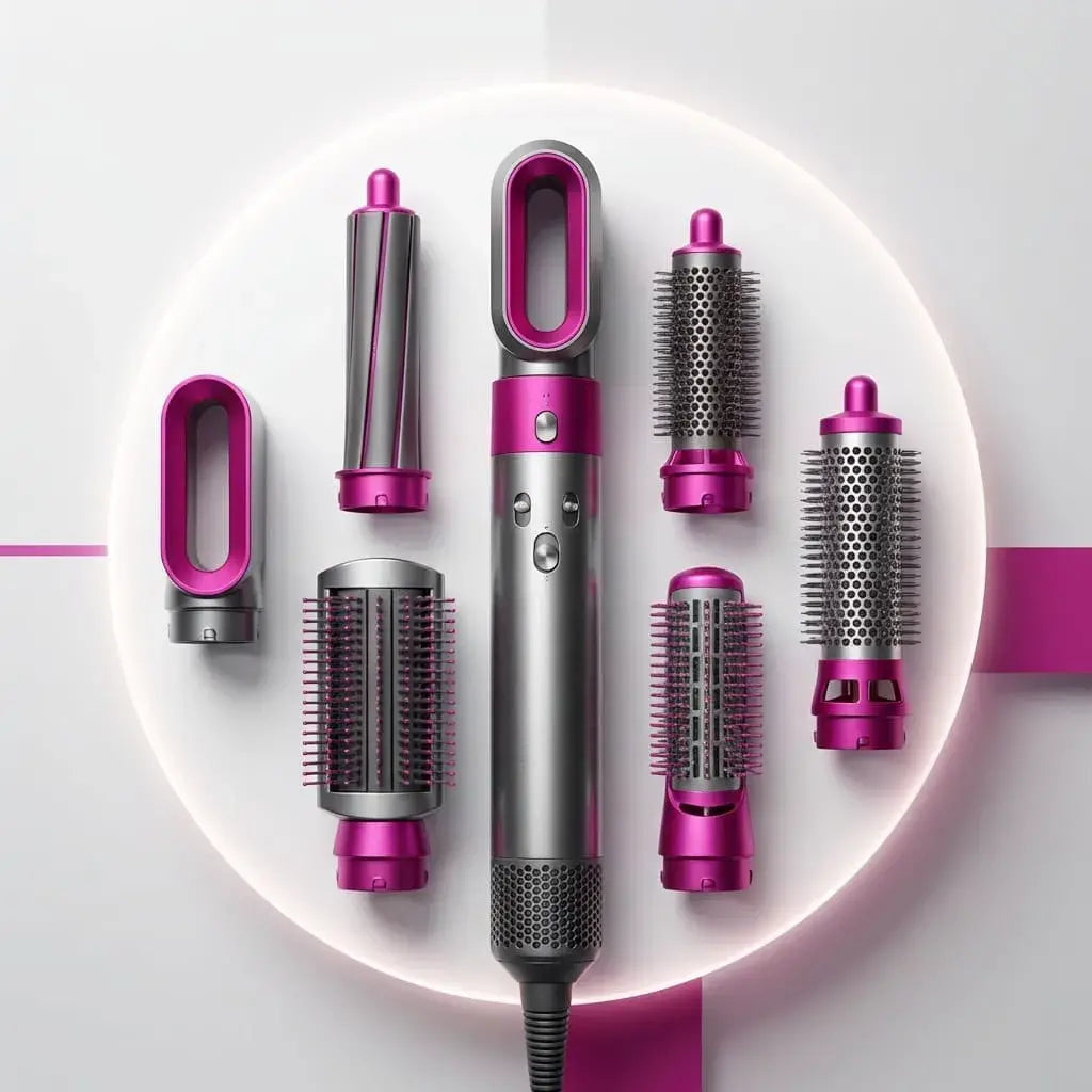 Cepillo secador multifuncional 5 en 1 con tecnología iónica y accesorios intercambiables. Ideal para alisar, rizar y dar volumen desde casa.