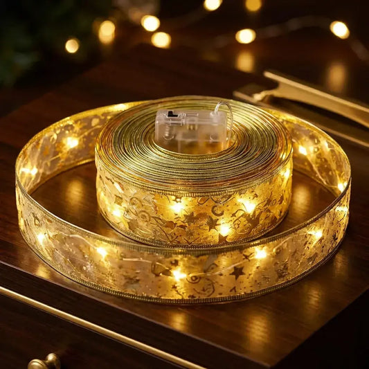 Cinta navideña de luz LED decorativa ideal para árbol de Navidad, hogar y ambientación festiva con iluminación llamativa.