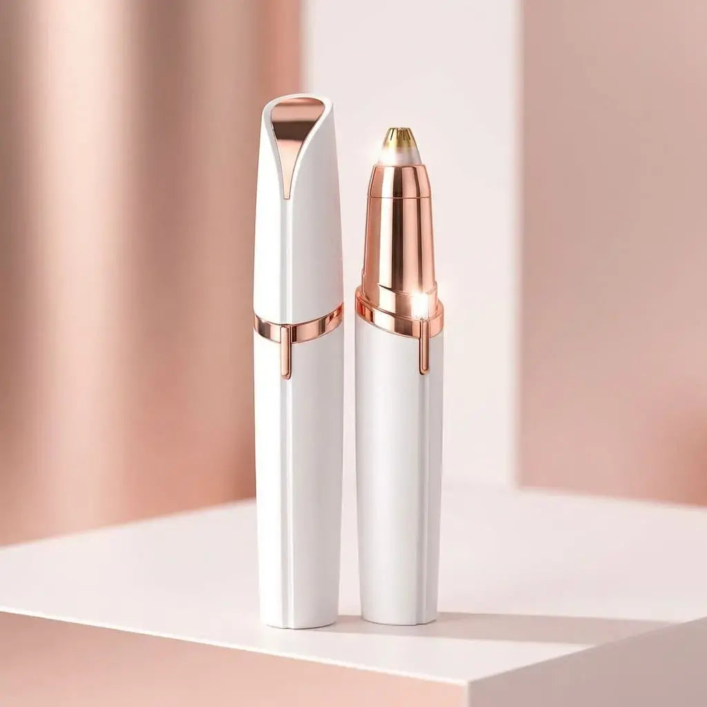 Kit depiladora facial tipo lampiña y perfilador de cejas portátil, ideal para eliminar vello facial y definir cejas fácilmente.