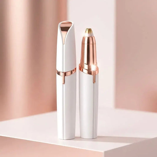 Kit depiladora facial tipo lampiña y perfilador de cejas portátil, ideal para eliminar vello facial y definir cejas fácilmente.