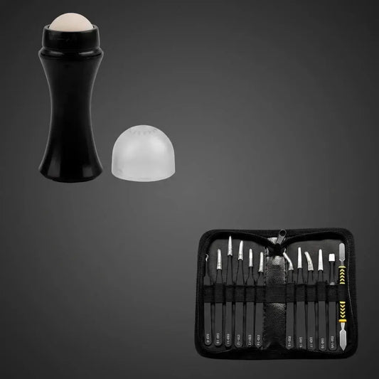 Combo piedra absorbente de secado rápido para lavamanos y set de manicura completo, ideal para hogar y cuidado personal.