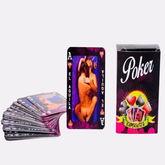 Poker erótico para adultos con baraja temática, ideal para juegos recreativos y reuniones, presentación compacta y práctica.