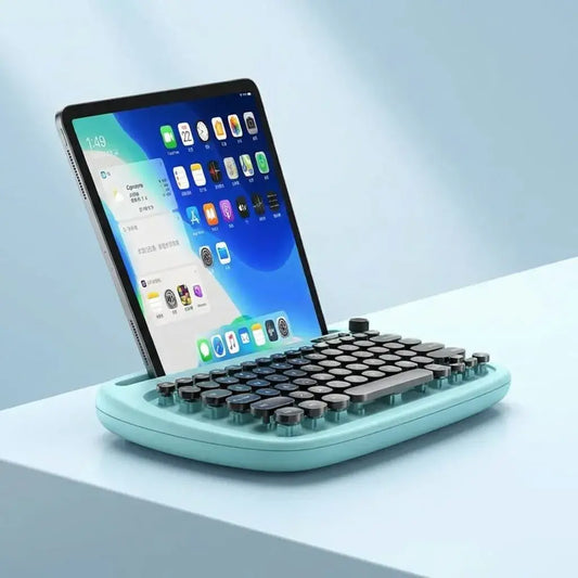 Teclado inalámbrico REMAX con conexión Bluetooth y cable, compatible con Android, iOS, Mac y Windows. Ideal para PC, portátil y celular.